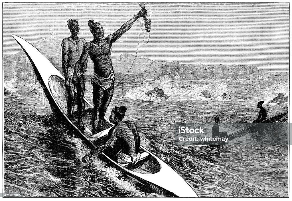 Angeln Kanus aus Cape Verde (viktorianischen illustration - Lizenzfrei Antiquität Stock-Illustration