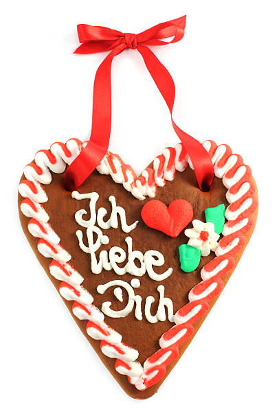 istock valentines day gingerbread cookie heart with Ich liebe Dich 471288385