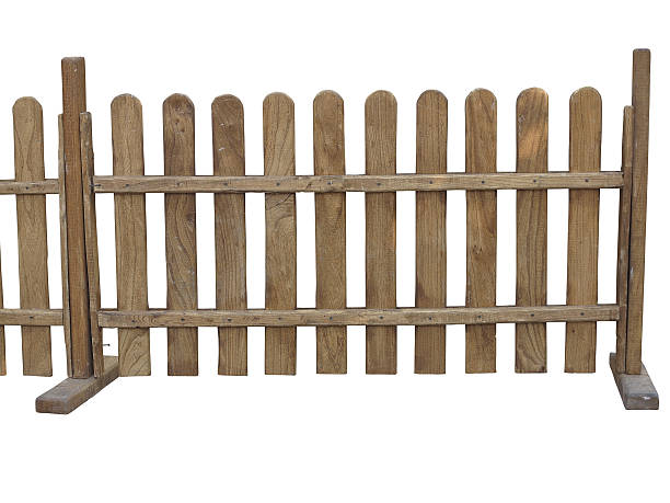 istock Wooden fence at ranch isolated on white background 471289548