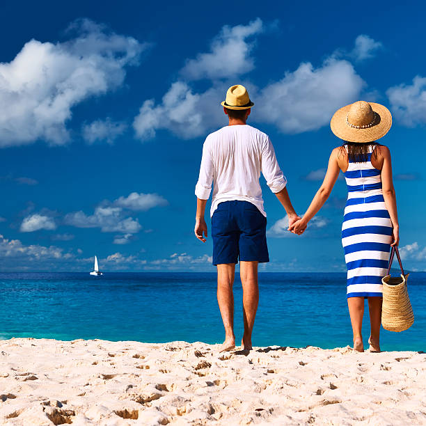 istock Couple on a beach at Seychelles 471290030