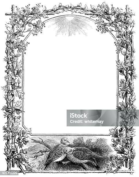 Victorian Border With Vines And Doves Stock Illustration - Download Image Now - Drawing - Art Product, Turtle Dove, Antique
