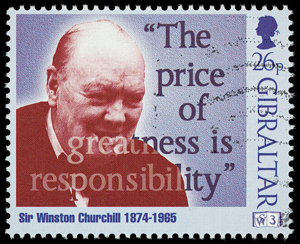 gibilterra winston churchill francobollo postale - winston churchill foto e immagini stock