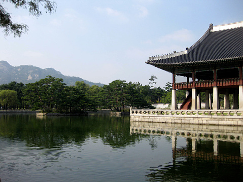 Gardens in Gwanghwamun Royal Palace. South Korea