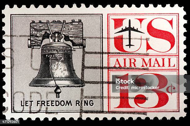 Us Air Mail Timbro Con Liberty Bell Lascia Libertà Ring - Fotografie stock e altre immagini di Aereo di linea