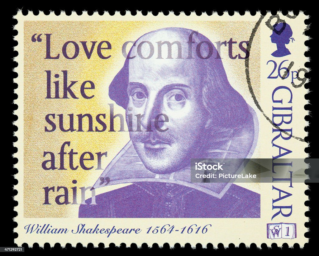 Gibraltar William Shakespeare Selo Postal - Foto de stock de William Shakespeare royalty-free