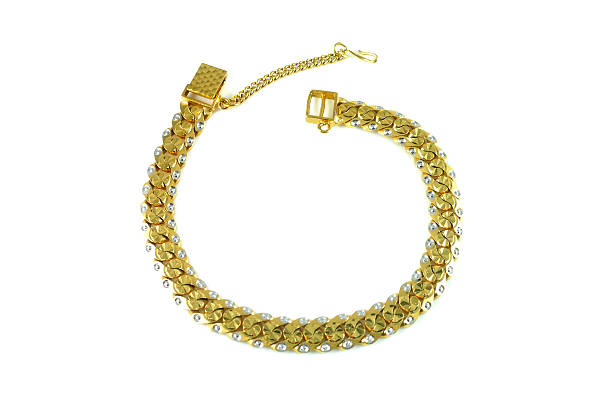 istock Golden Bracelet On White Background 471292800