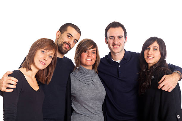 istock Happy Young Adult Group with Hands on Shoulders 471293011