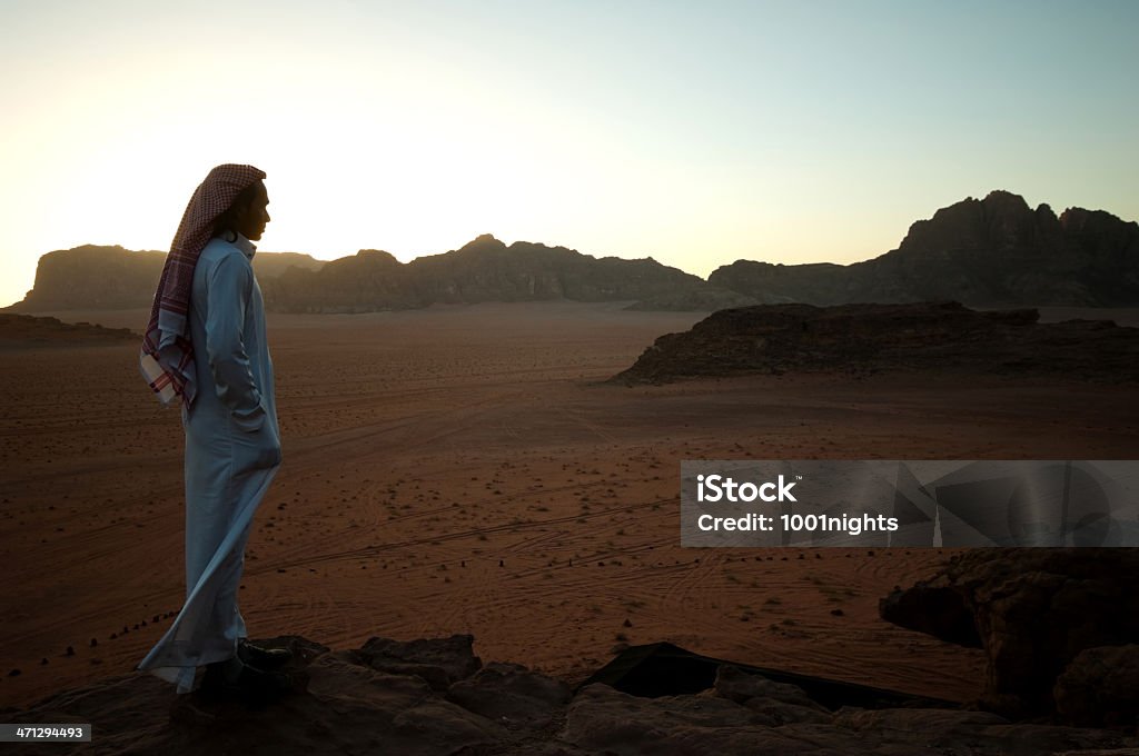 Bedouin Bedouin is posing at the desert in Wadi Rum,Jordan. Black Color Stock Photo