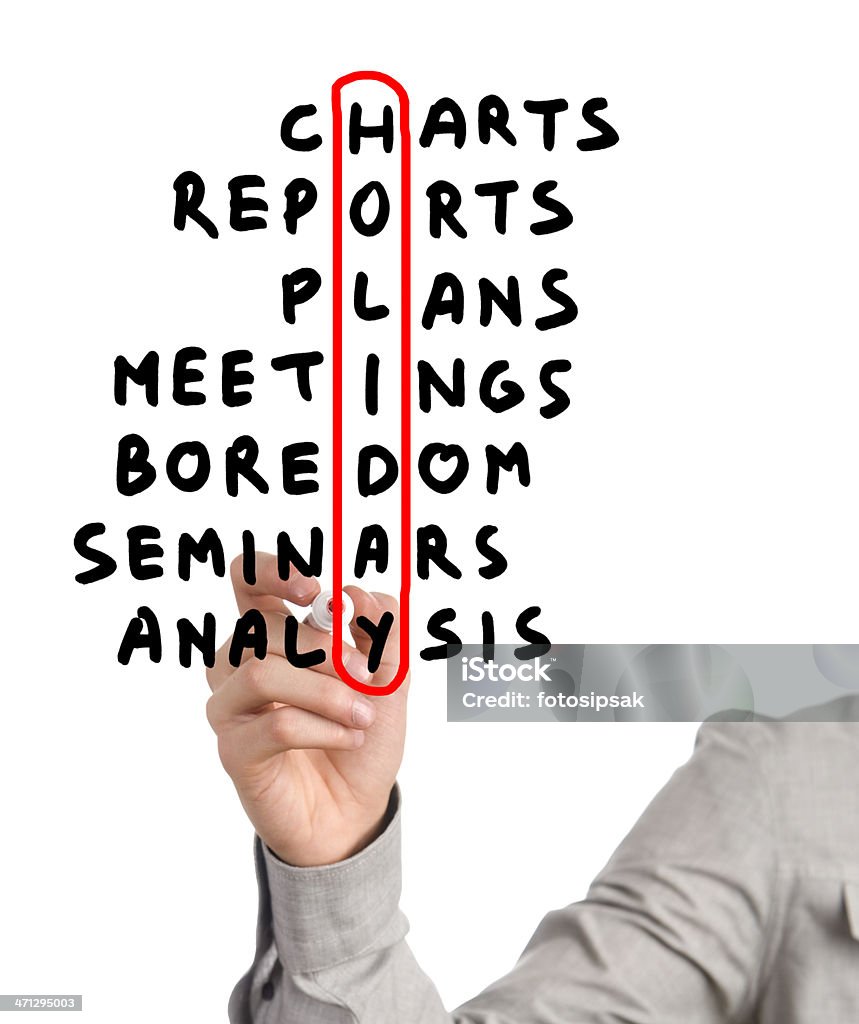 holiday dream bored businessman highlighting "holiday" word on the business strategy chart Humor Stock Photo