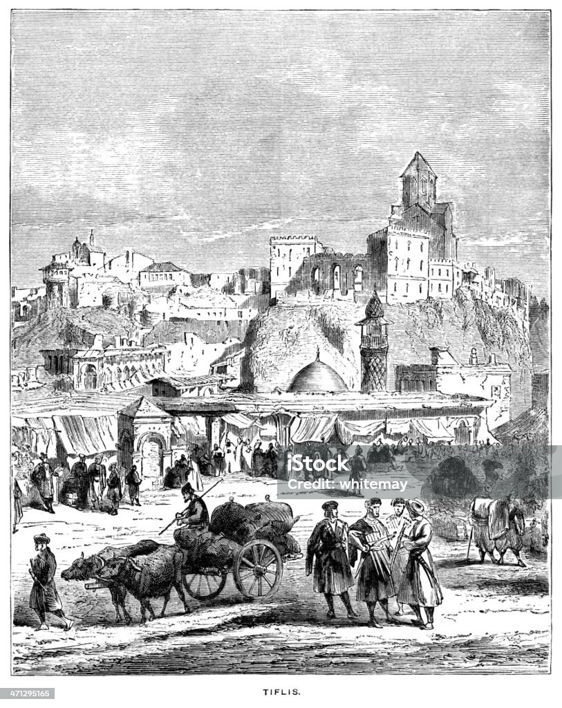 Tbilisi city court – jetzt in Tiflis, die Hauptstadt von Georgia (aus 1882 Gravur - Lizenzfrei Georgien Stock-Illustration