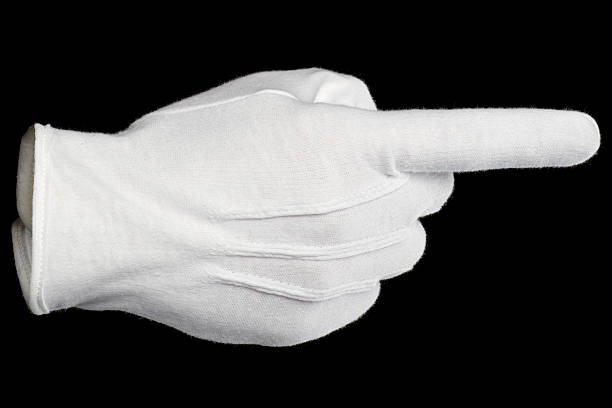 white glove pointing stock photo