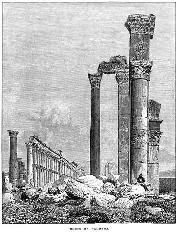 The ruins of the ancient city of Palmyra in Syria. Illustration from 