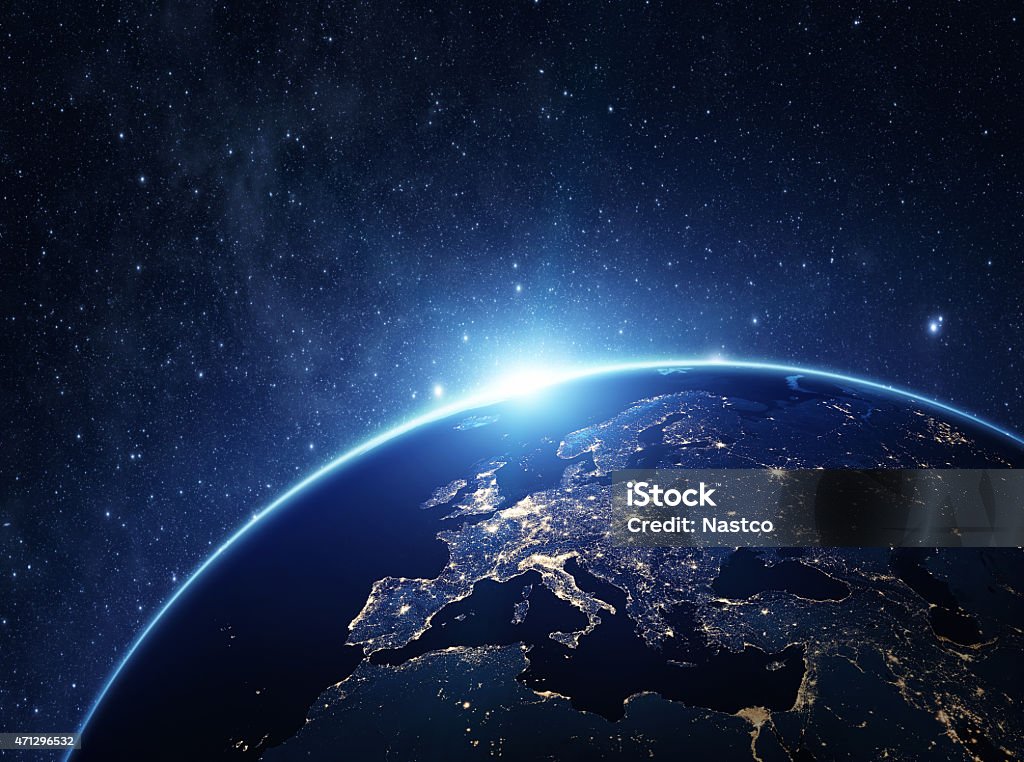 Planet Earth at night Planet Earth from the space at night .  Globe - Navigational Equipment Stock Photo