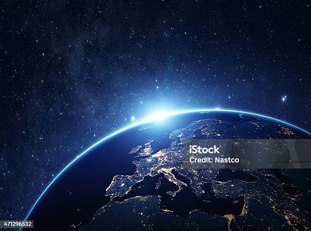 Planet Earth At Night Stock Photo - Download Image Now - Globe - Navigational Equipment, Planet Earth, Europe
