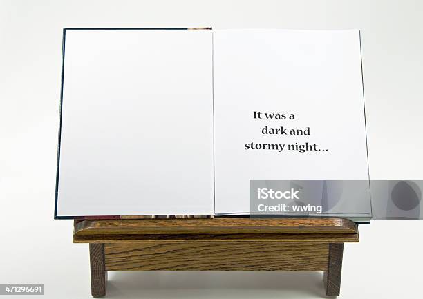 Open Book With Cliche Stock Photo - Download Image Now - Bookstand, Beginnings, Book