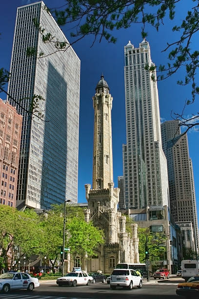 Chicago Water Tower Landmark Chicago, Illinois - May 21, 2008 water tower chicago landmark stock pictures, royalty-free photos & images