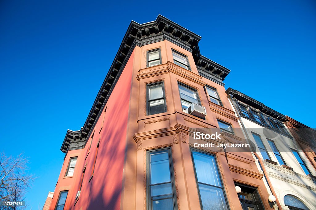 Brownstone жилых зданиях, Park Slope, Бруклин, Нью-Йорк, США - Стоковые фото Архитектура роялти-фри