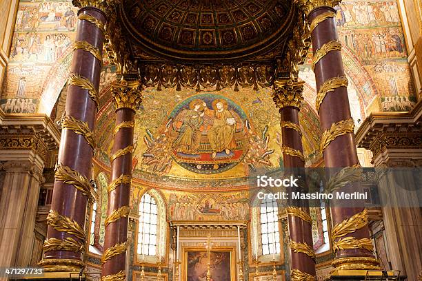 Basilica Of Santa Maria Maggiore In Rome Stock Photo - Download Image Now - Altar, Apse, Architectural Column