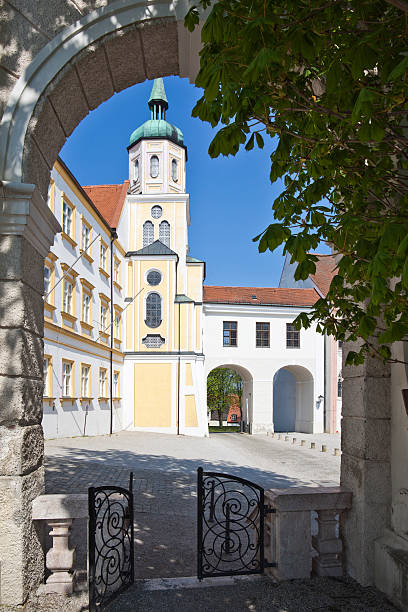 Prince-bishops residence in Freising near Munich, Bavaria, Germany. Located directly besides the cathedral on the cathedral hill. Used to be the home of the bishops of Freising until secularization. The tower, called residence tower (\