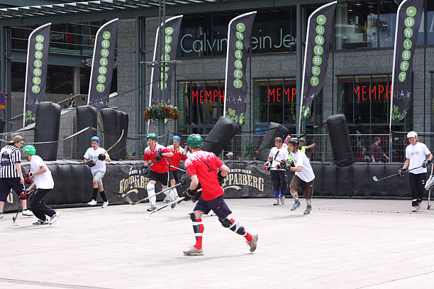 Street hockey teams,Helsinki stock photo
