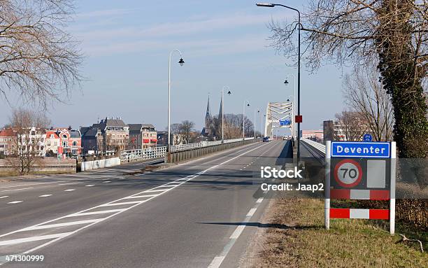 Deventer Entrance At The Wilhelminabrug Stock Photo - Download Image Now - Deventer, City, City Limit Sign