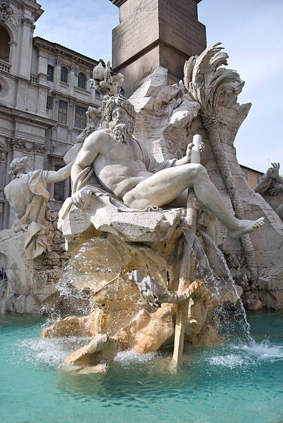 la fontana dei quattro fiumi - roman mythology fotos fotografías e imágenes de stock