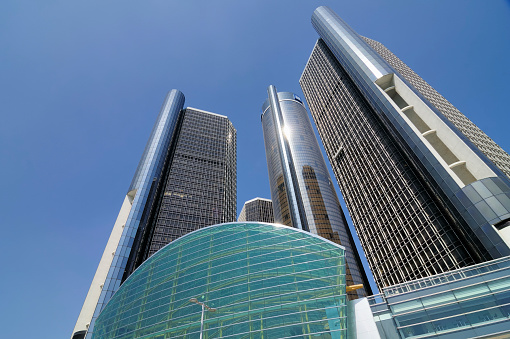 Detroit, USA - April 21, 2010: The Detroit Renaissance Center, headquarters of General Motors.