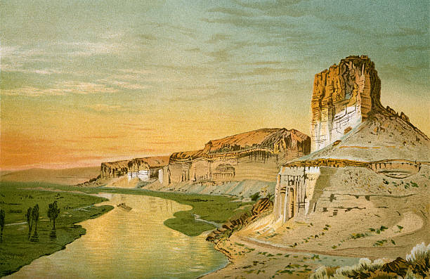 Wyoming reproduction of Cliffs Of The Upper Colorado River Wyoming Territory wyoming stock illustrations