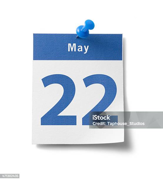 May 22nd Calendar Stock Photo - Download Image Now - 20-24 Years, Adhesive Note, Blue