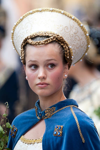 Asti, Italy - September 19, 2010: Young Medieval Princess, during the historic parade of the Palio of Asti in Piedmont, Italy