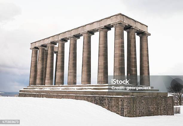 Edinburgh National Monument On Calton Hill Stock Photo - Download Image Now - 19th Century Style, Ancient, Architectural Column