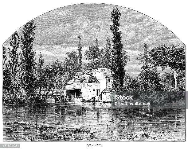 Iffley Mill Oxfordshire Zniszczona Przez Pożar 1908 - Stockowe grafiki wektorowe i więcej obrazów Anglia