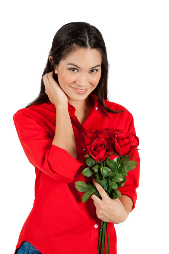 A Beautiful Young Woman Holding Red Roses. Please Click On The Image Below And Visit A LightBox With 140 Shots Of This Model From The \