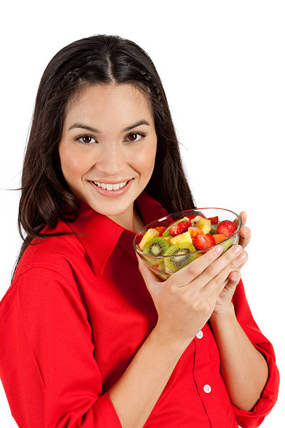 мне и моей фрукты sald - serving food fruit salad human hand стоковые фото и изображения