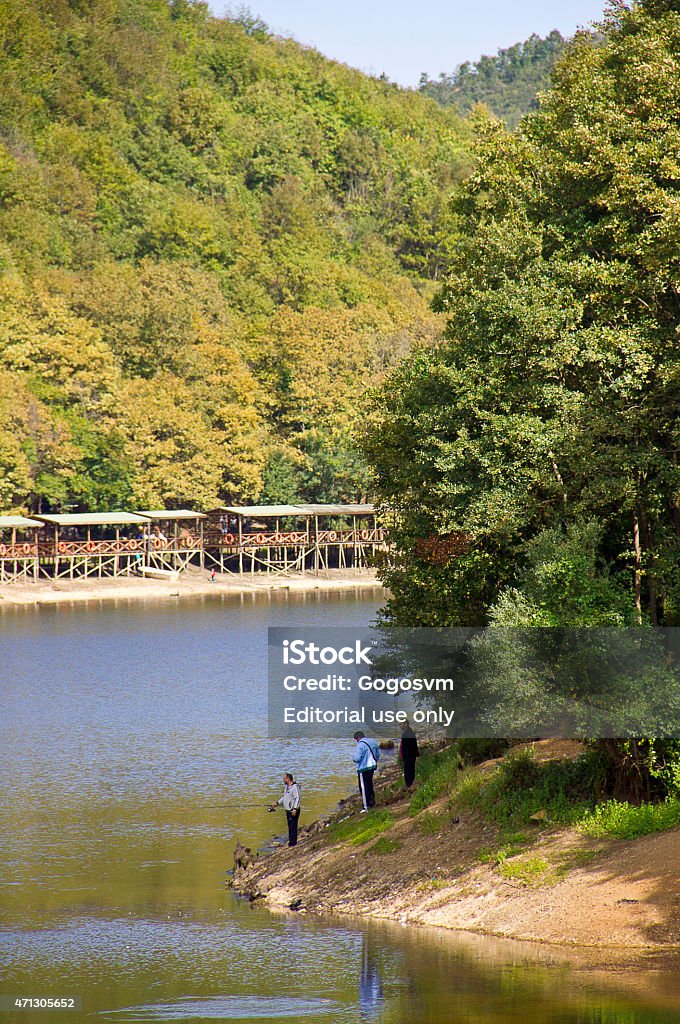 Sile Istanbul Nature Istanbul, Turkey - September 21, 2014: People fishing alongside River in Agva Istanbul, Turkey. Agva is a natural park in sile in istanbul. 2015 Stock Photo