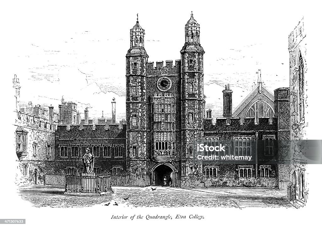 Intérieur du parc d'entreprises Quadrangle sur Eton College - Illustration de Dessin libre de droits