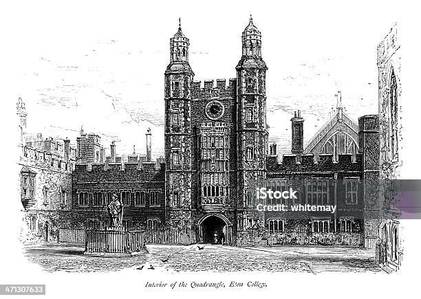 Intérieur Du Parc Dentreprises Quadrangle Sur Eton College Vecteurs libres de droits et plus d'images vectorielles de Dessin