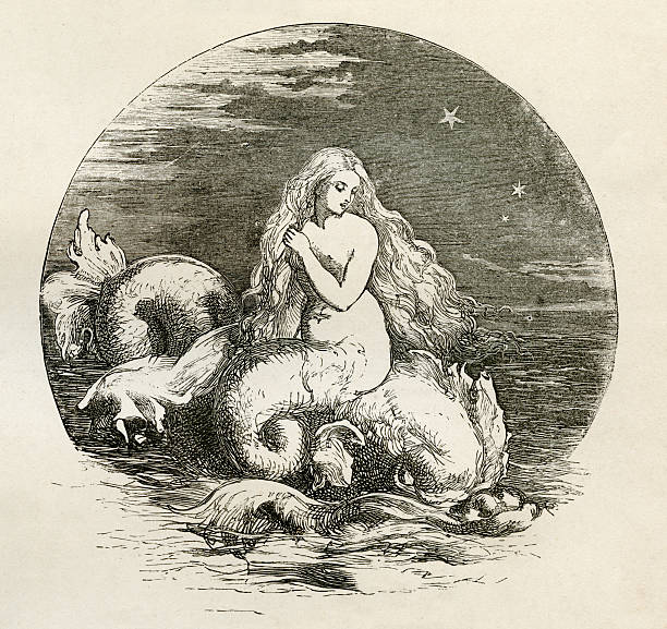 syrena, nix, grawerunek - roman mythology obrazy stock illustrations
