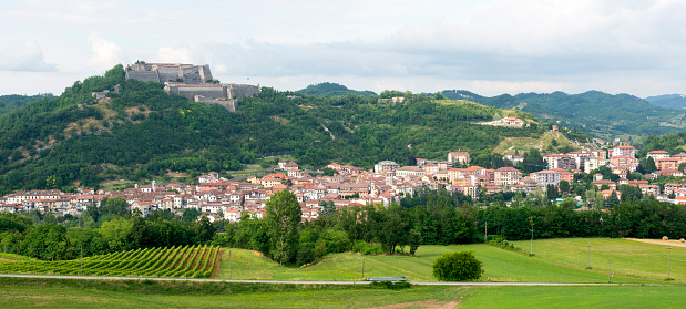 Gavi (Alessandria, Piedmont, Italy), panoramic view with the historic fortress