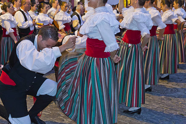 Santa Cruz de la Palma, La Palma, Canary Islands - July 4, 2010: people in traditional dress during the Bajada de la Virgen de las Nieves, a traditional folk festival which takes place every five years between July and August.