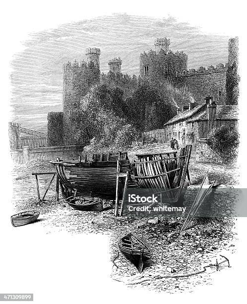 Conway Castle North Wales Stock Vektor Art und mehr Bilder von 1870-1879 - 1870-1879, 19. Jahrhundert, Alt