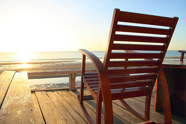 istock Rocking Chair at the terrace, Sunrise 471310346