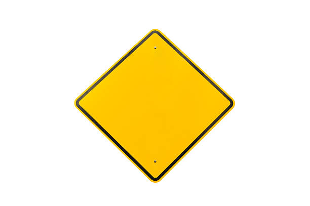 istock Yellow blank rhomboidal traffic sign with black framing 471310647