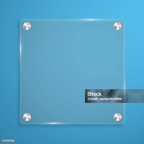 Glass Plate Background With Rivets For Text Stock Illustration - Download Image Now - Placard, Acrylic Glass, Glass - Material