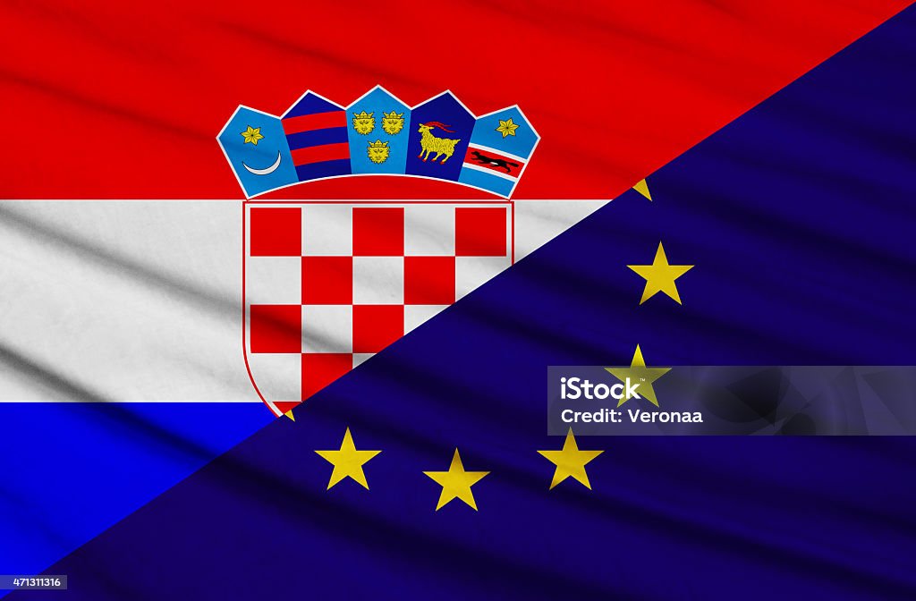 Croatian and European Union flag 2015 Stock Photo