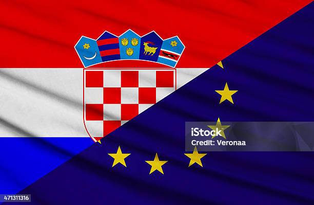 Croatian And European Union Flag Stock Photo - Download Image Now - 2015, All European Flags, Authority