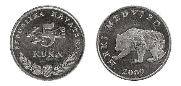 istock Croatian five Kuna coin on white 471312335