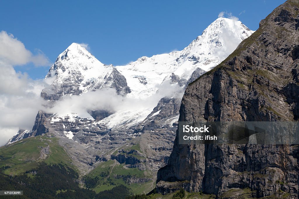 アイガー、mönchと Jungfraubahn ラック鉄道、Bernese 、スイスアルプス - アイガーのロイヤリティフリーストックフォト