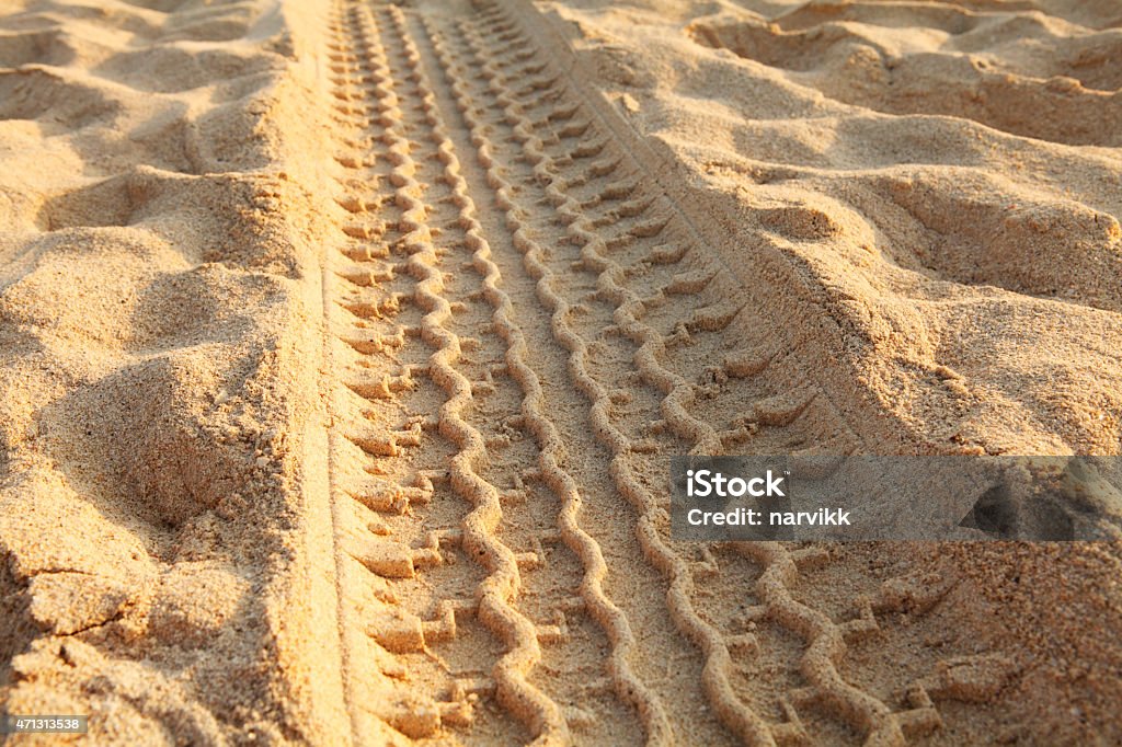 Tire track in the desert Detail of tire track in the desert 2015 Stock Photo