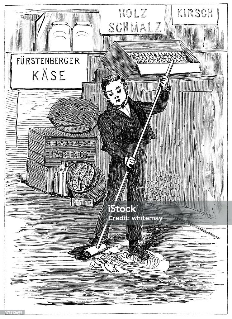 Alemão juventude Varrer uma loja Chão - Royalty-free 1880-1889 Ilustração de stock